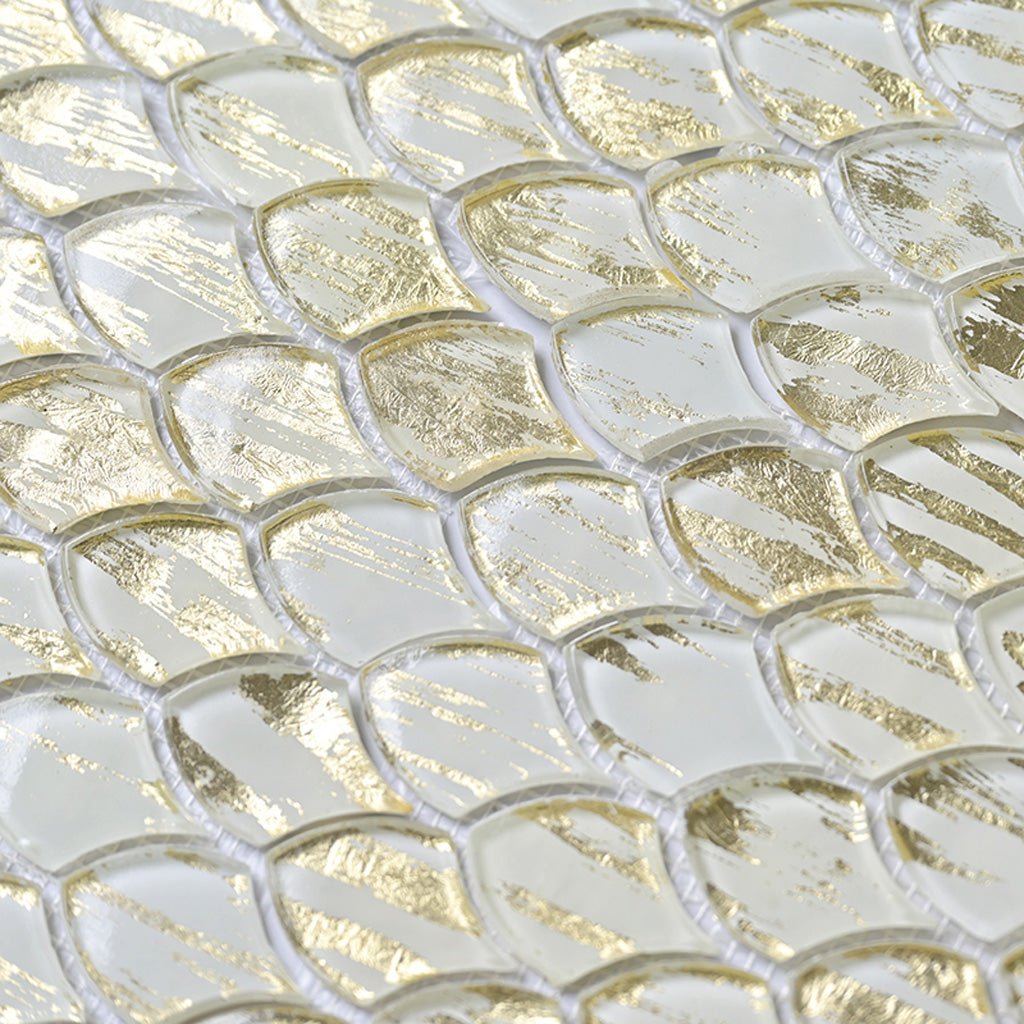 11x11 Gold and White Glossy Tile