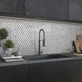 Silver glass fish scale mosaic tile backsplash with glossy finish and 11x11 inch size