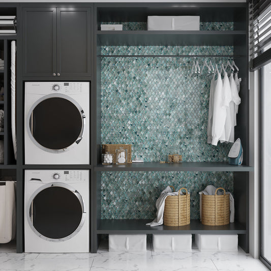 Sea Blue Glass Mosaic Tile