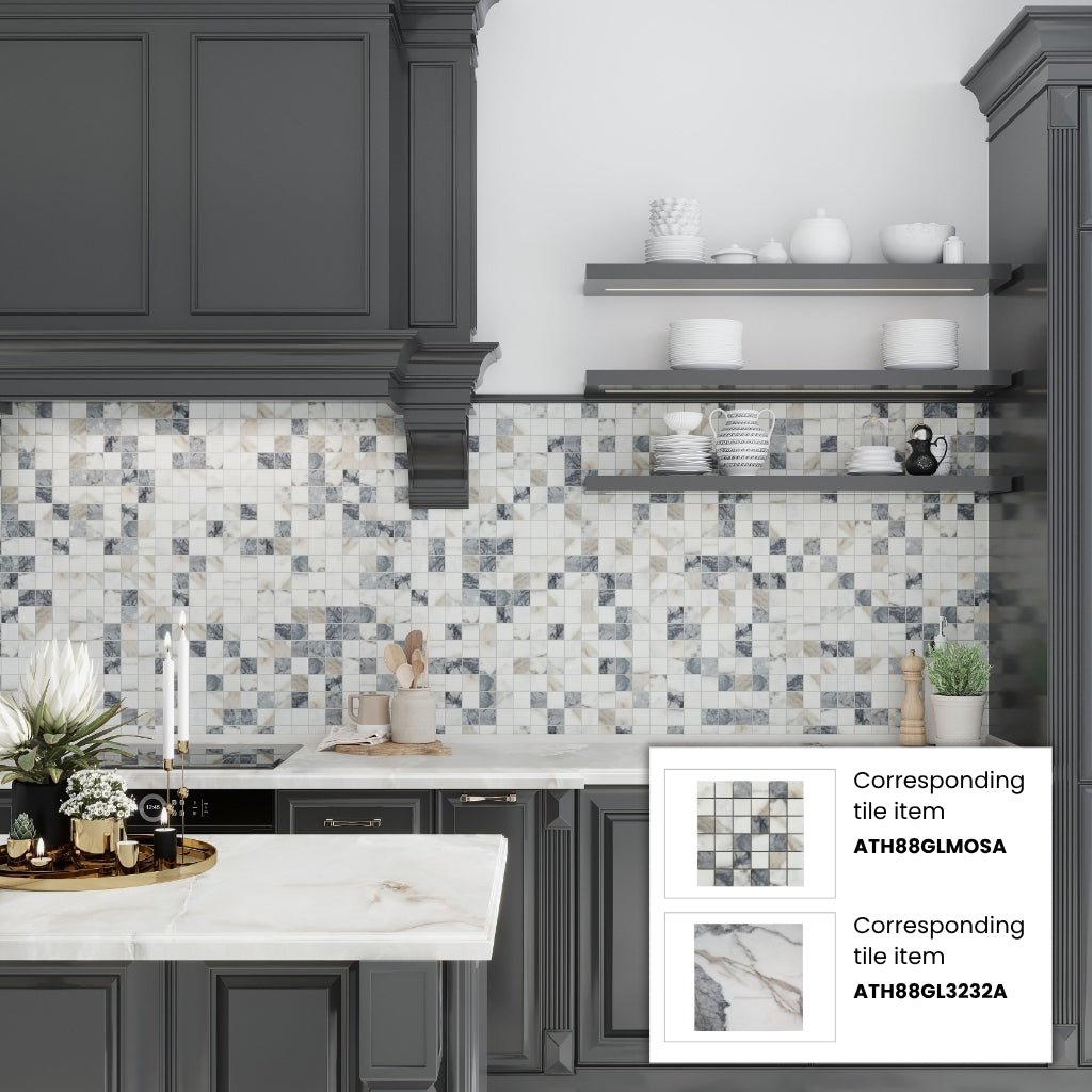 Soft White with Light Gray 32x32 Matte Square Porcelain Large Format Tile (2 pack, 13.78 sq ft/case)