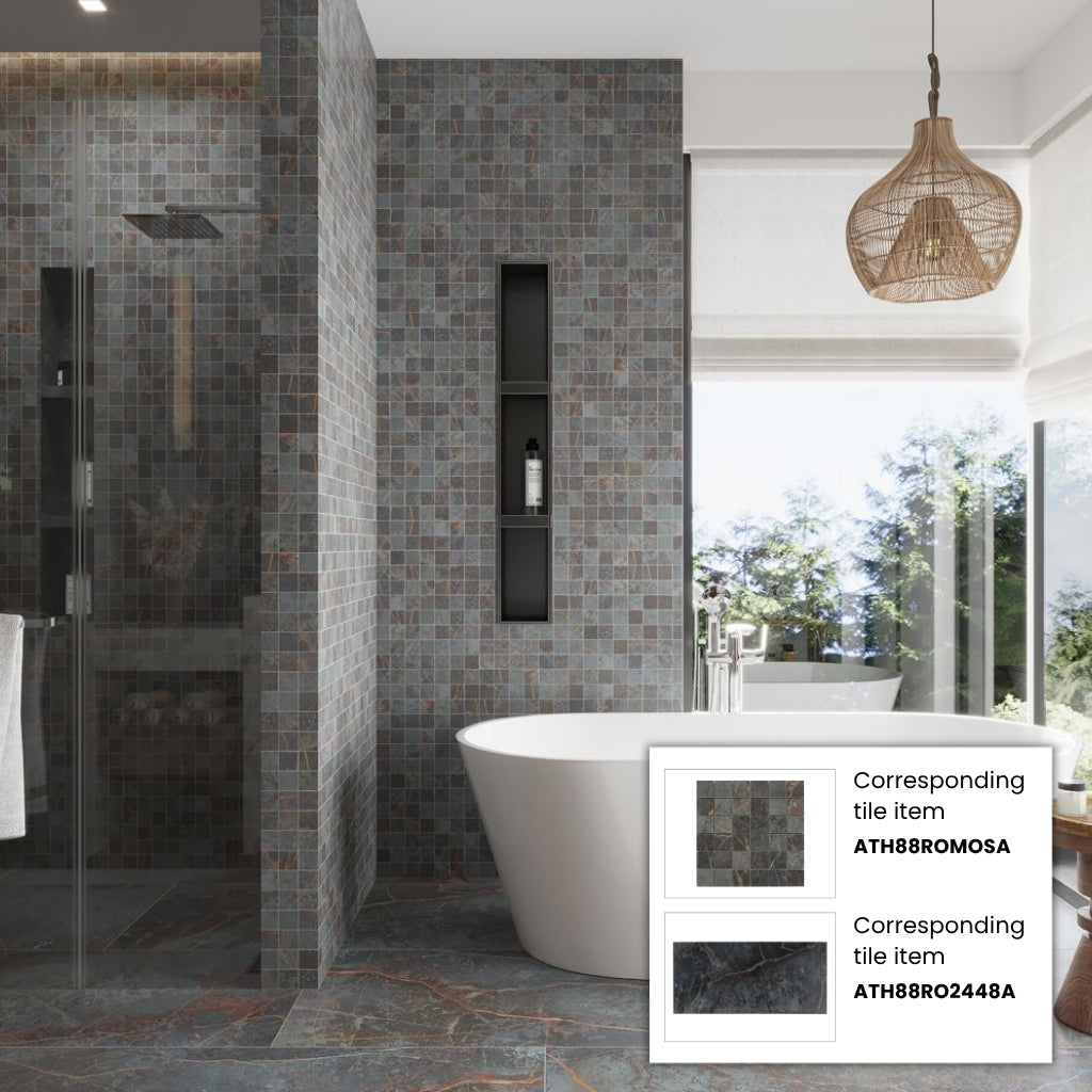 Charcoal Gray with Fiery Copper 24x48 Matte Porcelain Large Format Tile (2 pack, 15.5 sq ft/case)