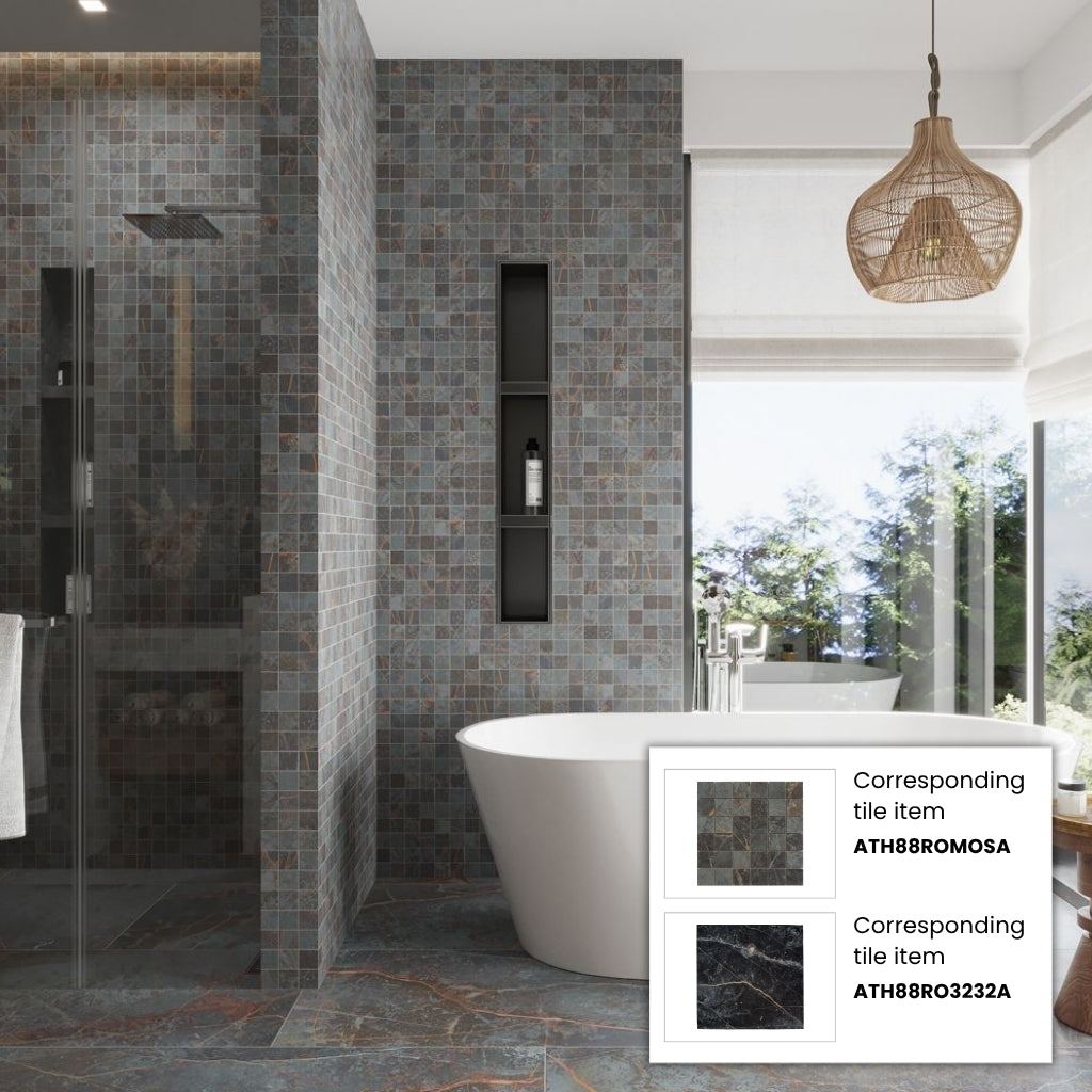 Midnight Gray with Burnt Amber 32x32 Matte Square Porcelain Large Format Tile (2 pack, 13.78 sq ft/case)