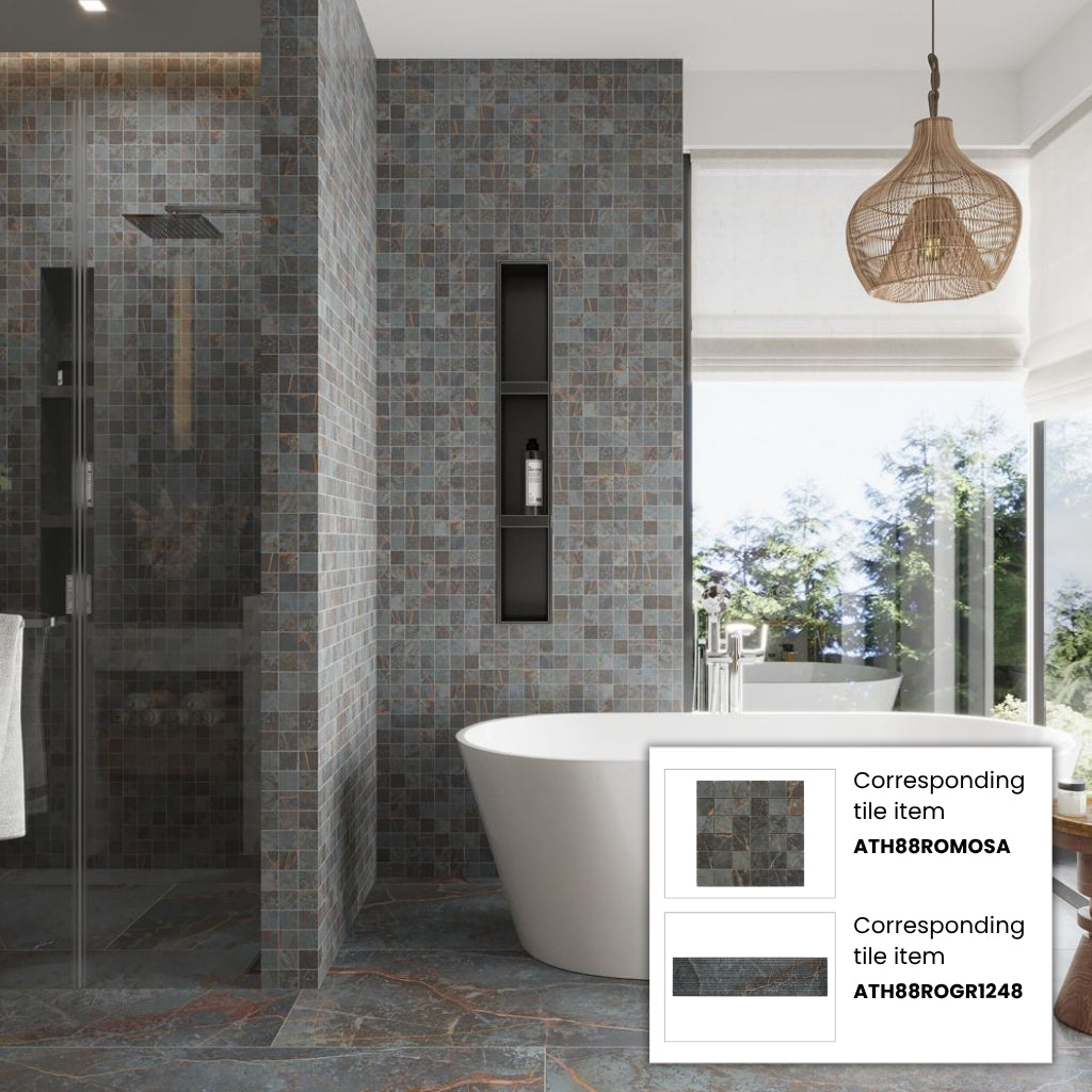 Slate Gray with Molten Copper 12x48 Matte Porcelain Large Format Tile (3 pack, 11.63 sq ft/case)