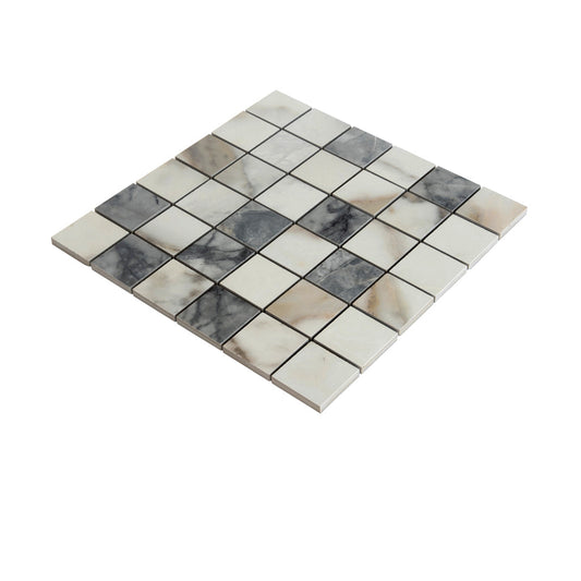 Classic White with Gray 12x12 Matte Square Porcelain Mosaic Tile (11 pack, 10.76 sq ft/case) - Sample