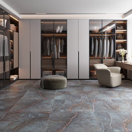 Midnight Gray with Burnt Amber 32x32 Matte Square Porcelain Large Format Tile (2 pack, 13.78 sq ft/case)