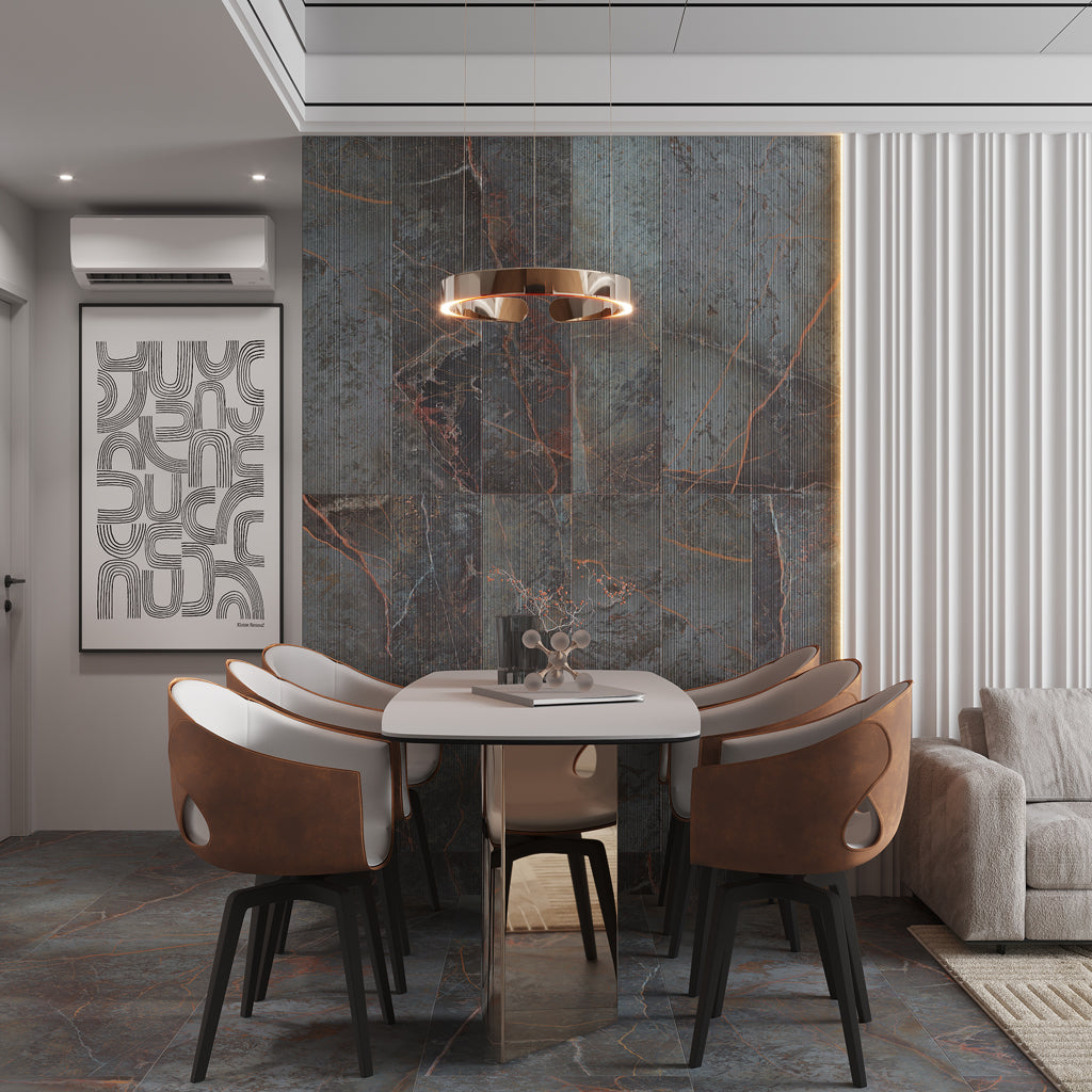 Slate Gray with Molten Copper 12x48 Matte Porcelain Large Format Tile (3 pack, 11.63 sq ft/case)