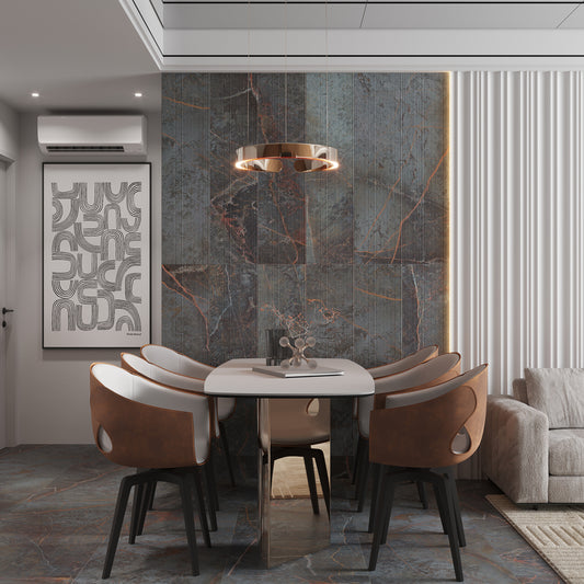 Slate Gray with Molten Copper 12x48 Matte Porcelain Large Format Tile (3 pack, 11.63 sq ft/case)