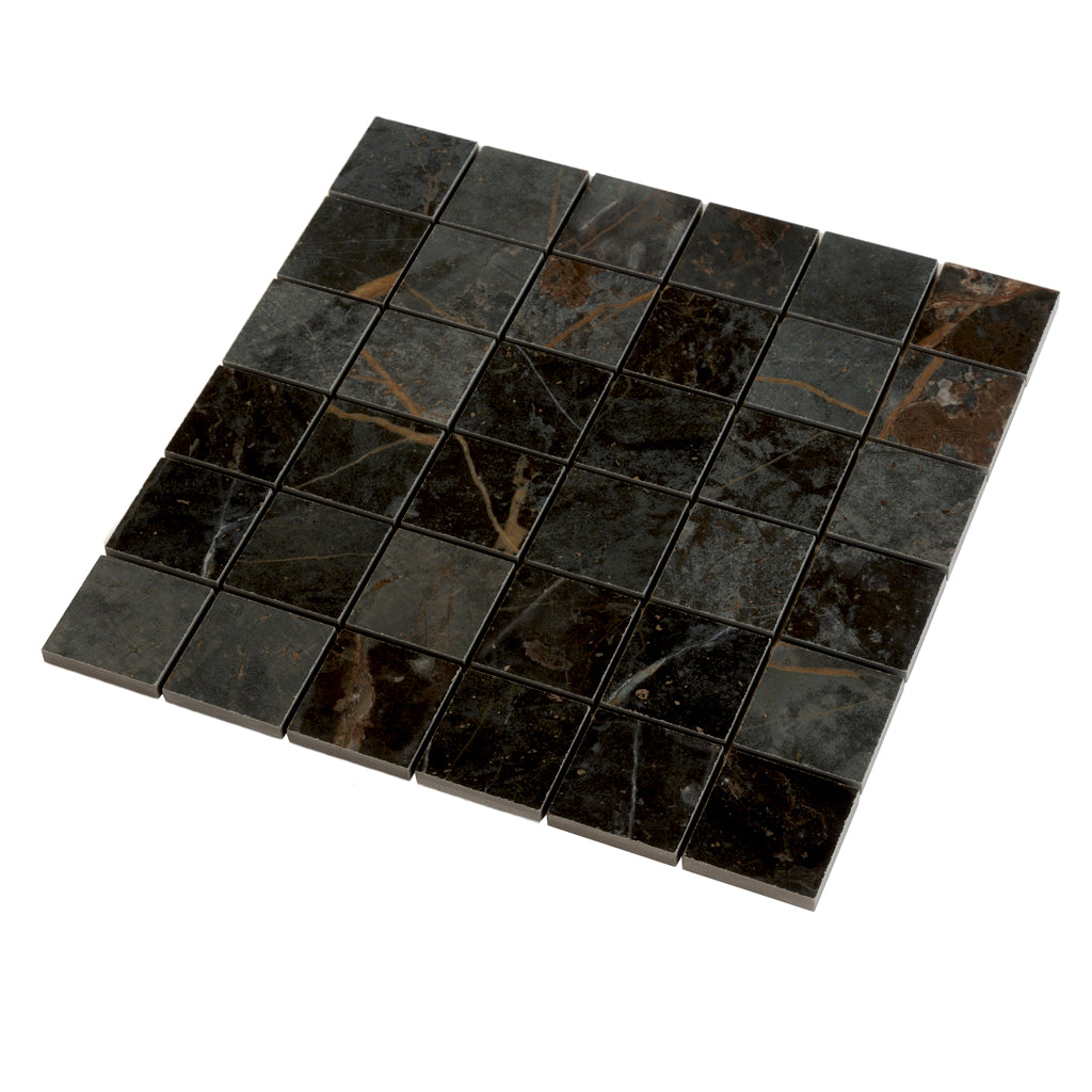 Dark Gray Blue Orange Vein 12x12 Matte Square Porcelain