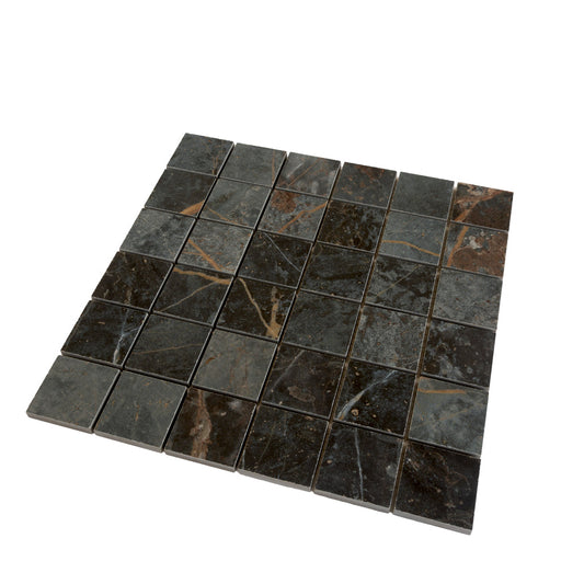 Dark Gray Blue Orange Vein 12x12 Matte Square Porcelain Mosaic Tile (11 pack, 10.76 sq ft/case) - Sample