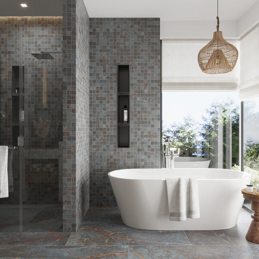 Charcoal Gray with Fiery Copper 24x48 Matte Porcelain Large Format Tile (2 pack, 15.5 sq ft/case)