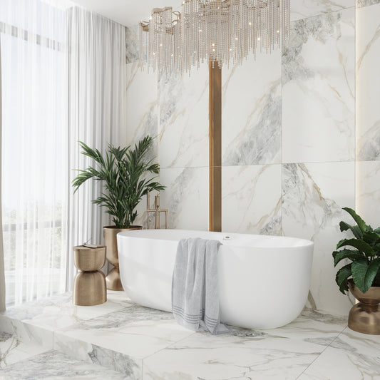 Soft White with Light Gray 24x48 Matte Porcelain Large Format Tile (2 pack, 15.5 sq ft/case)