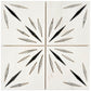 Sample - White 12x12 Honed Dolomite, Ice Grey, Ania Black Starburst Mosaic Tile (5 sq ft/case, 5-Pack)