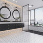 Sample - White 12x12 Honed Dolomite, Ice Grey, Ania Black Starburst Mosaic Tile (5 sq ft/case, 5-Pack)