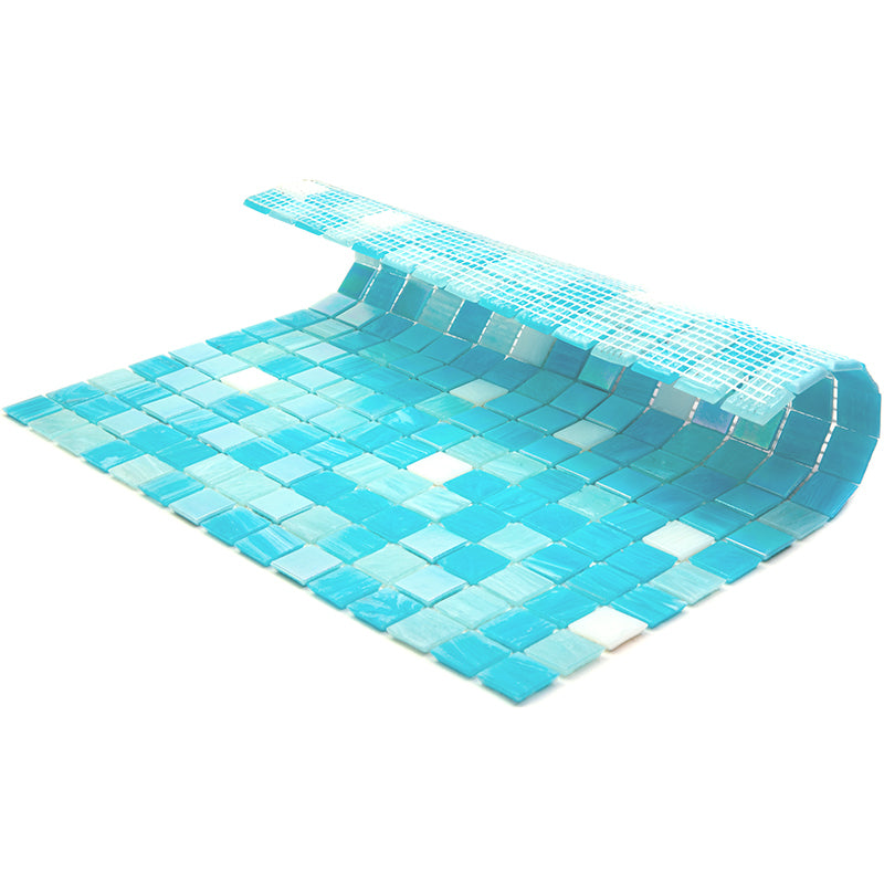 20-pack Mingles 12 in. x 12 in. Glossy Sea Blue Glass Mosaic Wall and Floor Tile (20 sq ft/case)