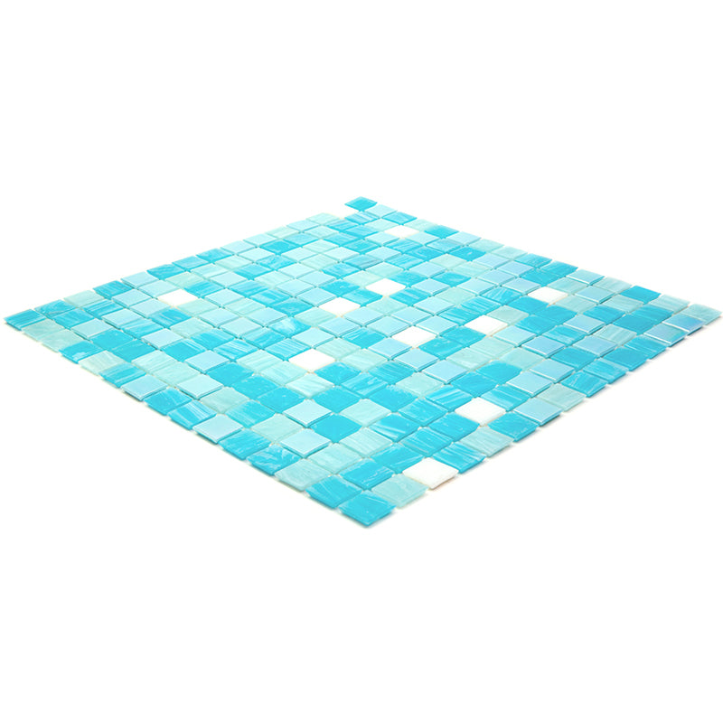 20-pack Mingles 12 in. x 12 in. Glossy Sea Blue Glass Mosaic Wall and Floor Tile (20 sq ft/case)