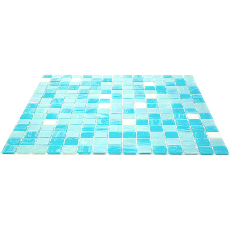 20-pack Mingles 12 in. x 12 in. Glossy Sea Blue Glass Mosaic Wall and Floor Tile (20 sq ft/case)