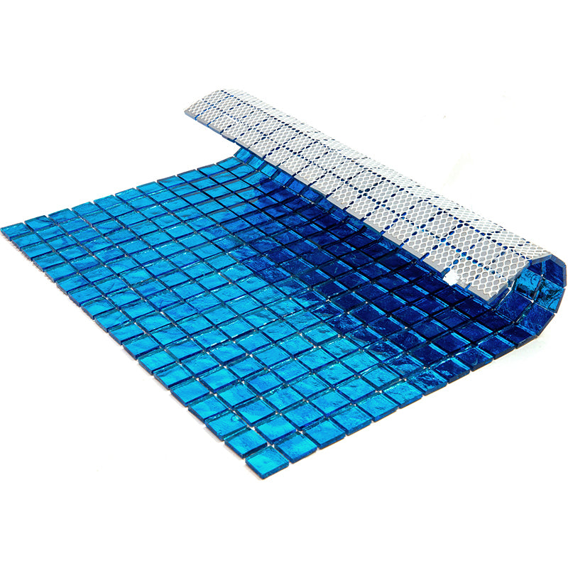 20-pack Skosh 11.6 in. x 11.6 in. Glossy Shimmer Azure Blue Glass Mosaic Wall and Floor Tile (18.69 sq ft/case)