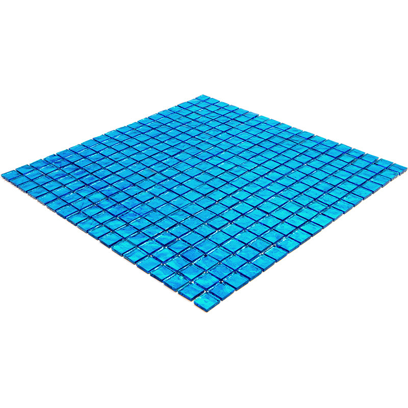 20-pack Skosh 11.6 in. x 11.6 in. Glossy Shimmer Azure Blue Glass Mosaic Wall and Floor Tile (18.69 sq ft/case)