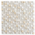Sample - White 12x12 Glossy Foiled Square Glass Resin Stone Mosaic Tile (5 pack, 4.75 sq ft/case)