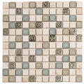 Sample - Beige 12x12 Polished Square Glass Resin Stone Mosaic Tile (5 pack, 4.75 sq ft/case)