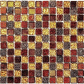 Sample - Gold Red 12x12 Glossy Foiled Square Glass Resin Stone Mosaic Tile (5 pack, 4.75 sq ft/case)