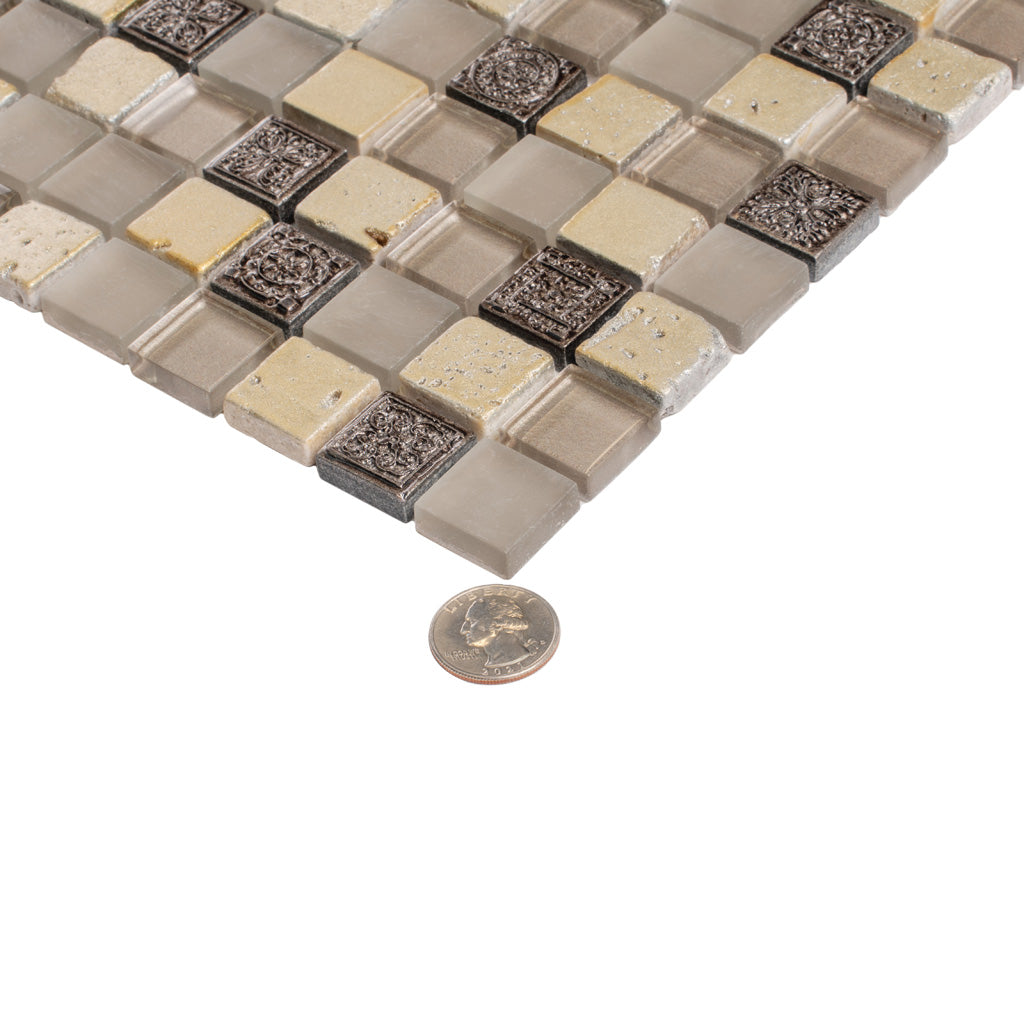 12x12 Beige Glass Tile