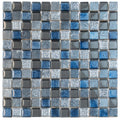 Sample - Gray Blue 12x12 Glossy Foiled Square Glass Resin Stone Mosaic Tile (5 pack, 4.75 sq ft/case)