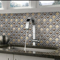 Gray and beige polished matte textured glass resin square mosaic tile backsplash, 11x11 inches