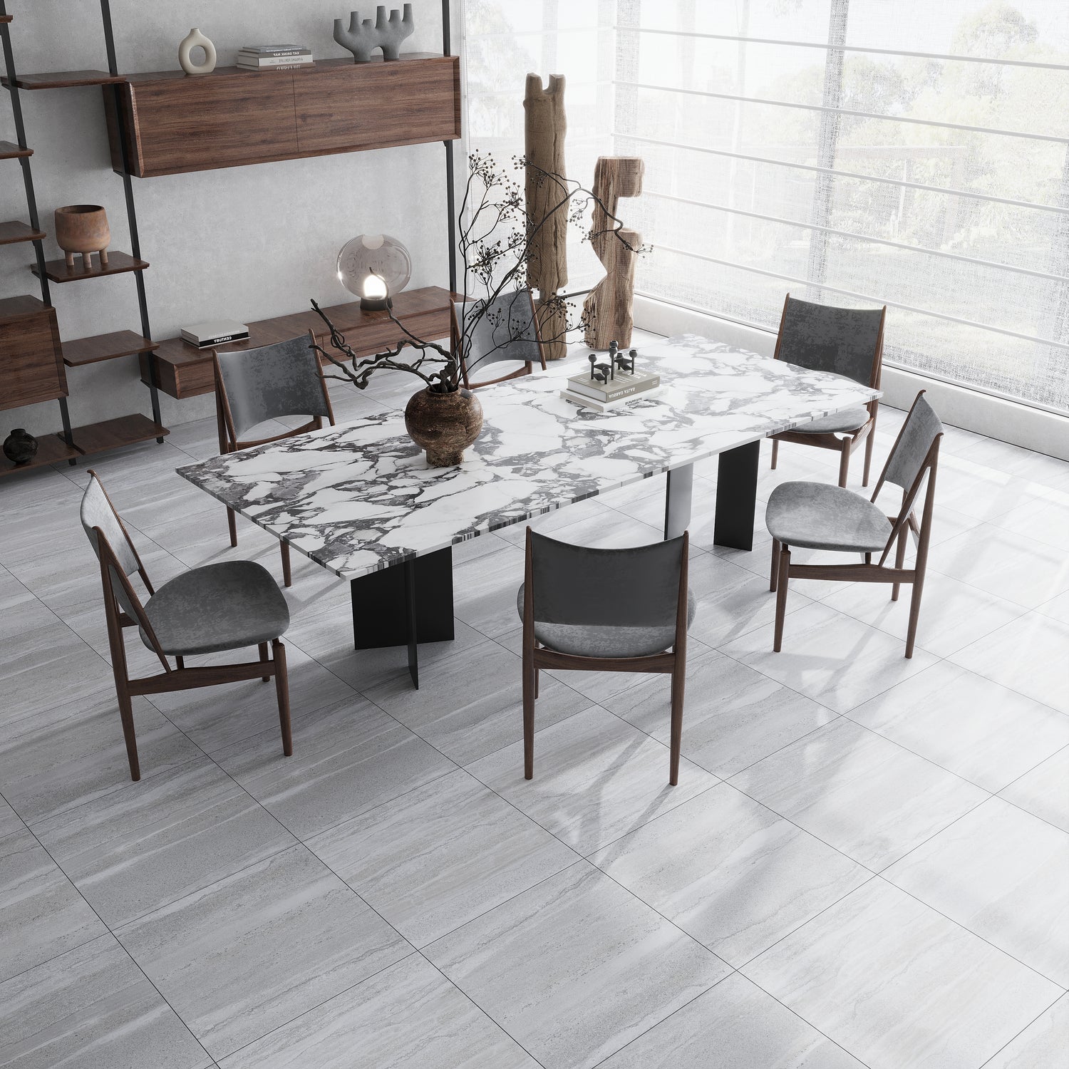 Light Gray 24x24 Matte Stone Look Porcelain Large Tile (3 pack, 11.63 sq ft/case)