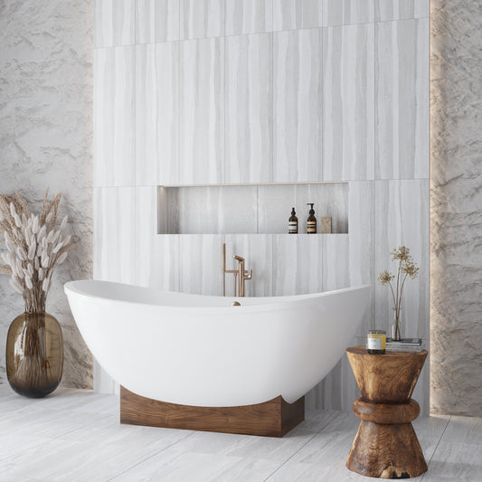 Light Gray 12x36 Matte Stone Look Ceramic Large Tile (4 pack, 11.63 sq ft/case)