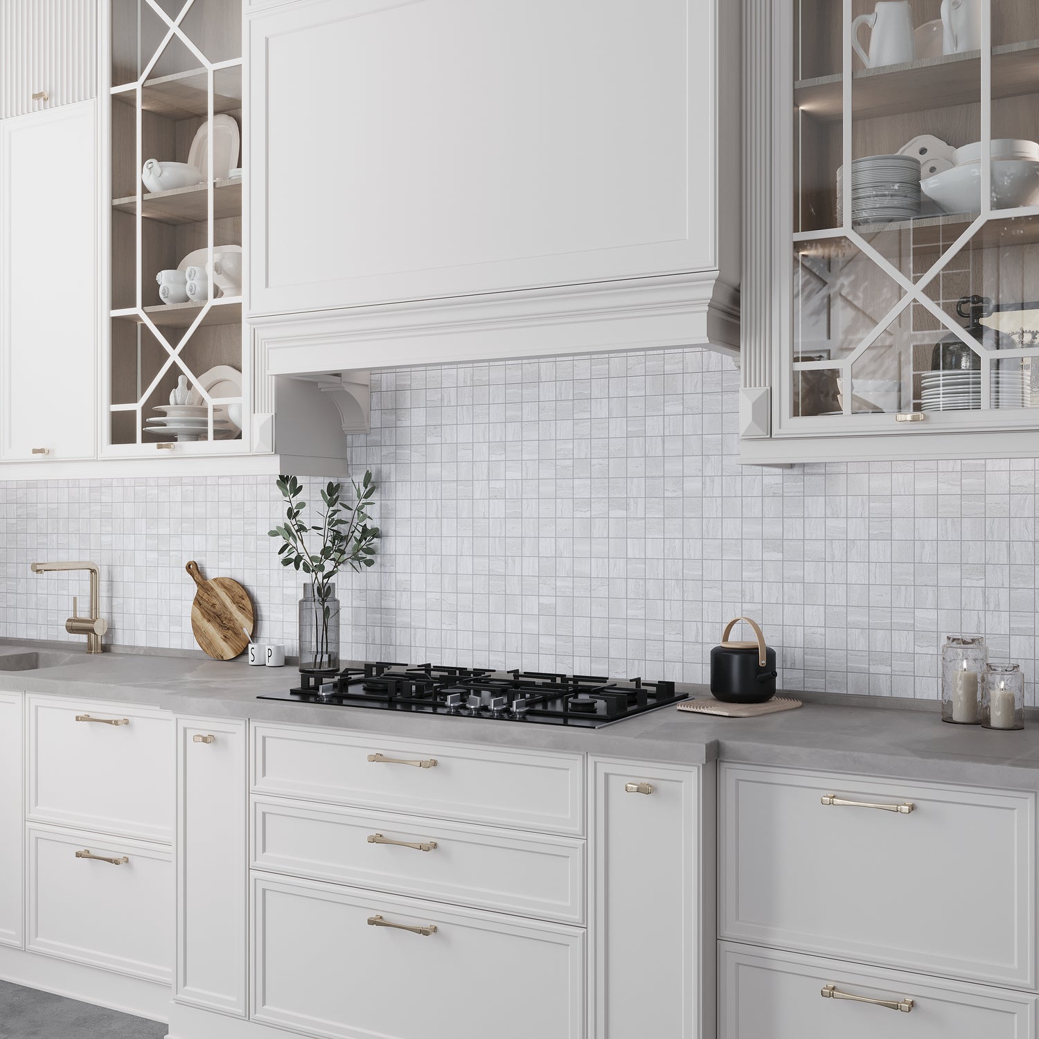 Light Gray 12x12 Matte Square Stone Look Porcelain Mosaic Tile (11 pack, 10.66 sq ft/case)