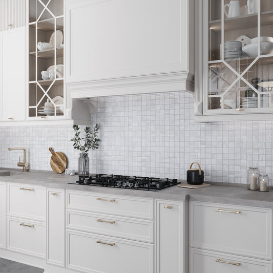 Light Gray 12x12 Matte Square Stone Look Porcelain Mosaic Tile (11 pack, 10.66 sq ft/case)