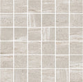 Warm beige 12x12 matte porcelain mosaic tile with stone-look texture for walls and floors