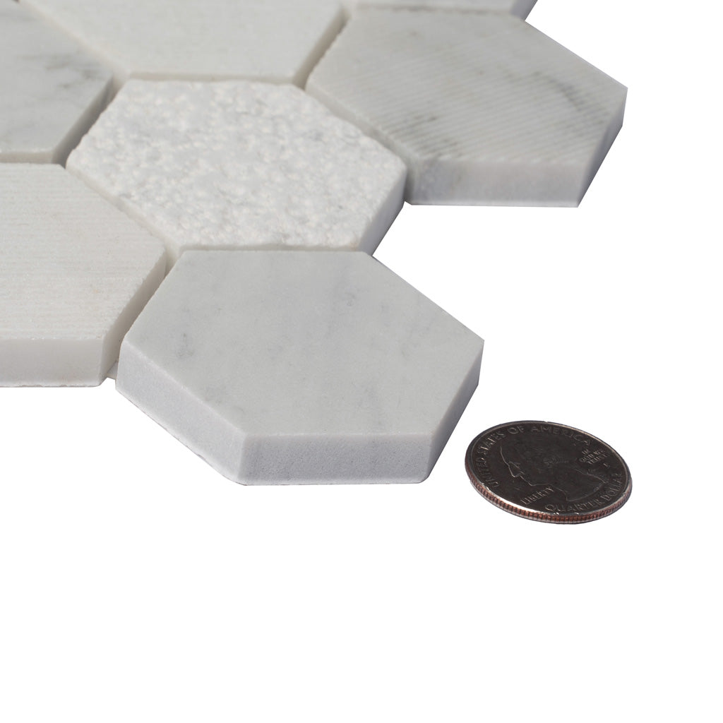 Slip-Resistant Bathroom Hexagon Marble Tile