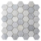 White 12x12 Polished Etched Hexagon Marble Mosaic Tile (5 pack, 4.92 sq ft/case) - Sample