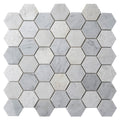 Sample - White 12x12 Polished Etched Hexagon Bianco Carrara Marble Mosaic Tile (5 pack, 4.92 sq ft/case)