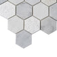 White 12x12 Polished Etched Hexagon Marble Mosaic Tile (5 pack, 4.92 sq ft/case) - Sample