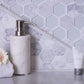 White 12x12 Polished Etched Hexagon Marble Mosaic Tile (5 pack, 4.92 sq ft/case) - Sample