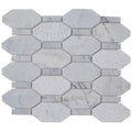 Sample - White 11x12 Polished Etched Hexagon Bianco Carrara Marble Mosaic Tile (5 pack, 4.66 sq ft/case)