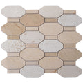 Sample - Beige 11x12 Polished Etched Hexagon Crema Marfil Marble Mosaic Tile (5 pack, 4.66 sq ft/case)