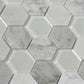 White 12x12 Polished Etched Hexagon Glass Marble Mosaic Tile (5 pack, 4.92 sq ft/case) - Sample