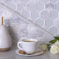 White 12x12 Polished Etched Hexagon Glass Marble Mosaic Tile (5 pack, 4.92 sq ft/case) - Sample