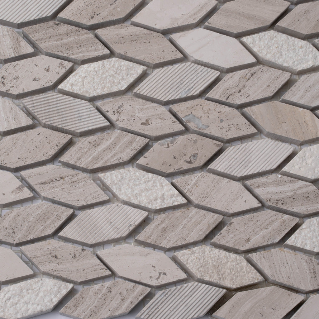 Apollo Tile Beige 11.8 in. x 12 in. Leaf Polished and Etched