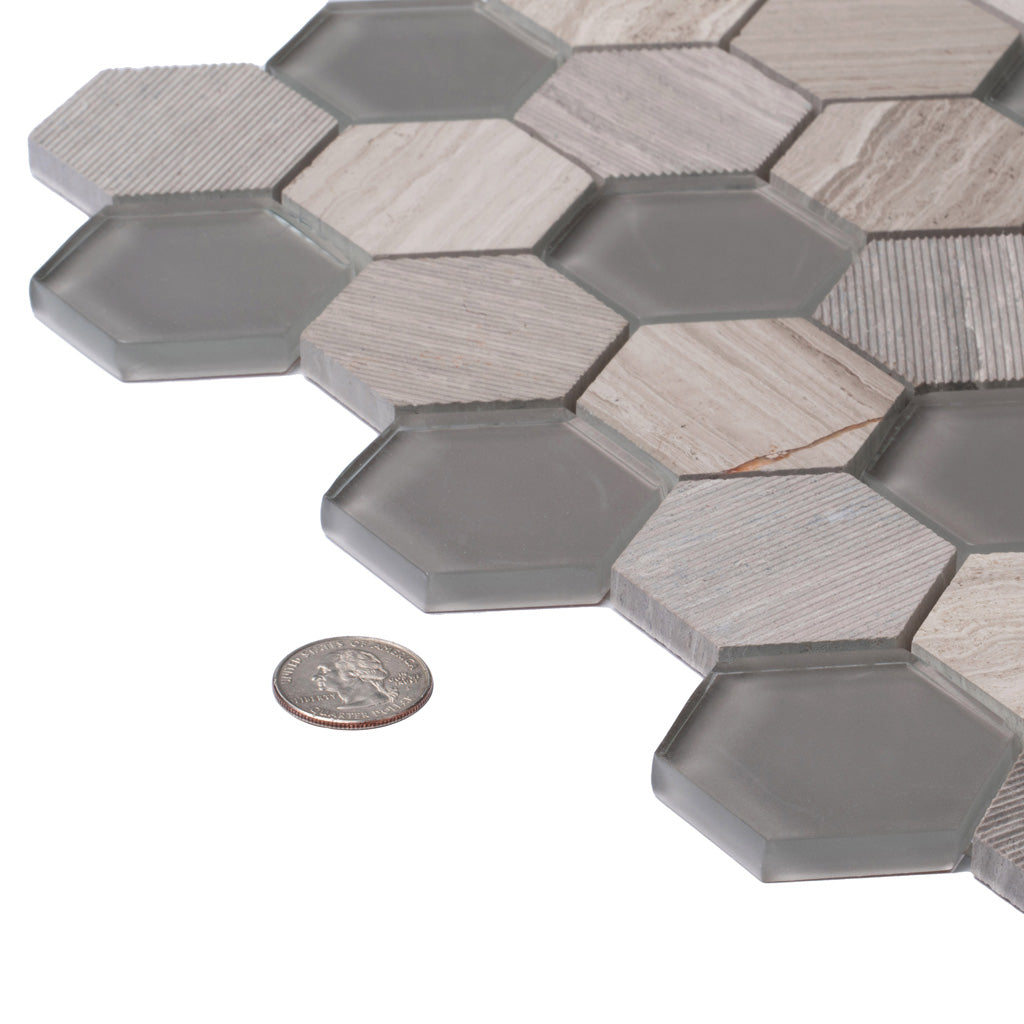 Slip-Resistant Gray Hexagon Entry Tile