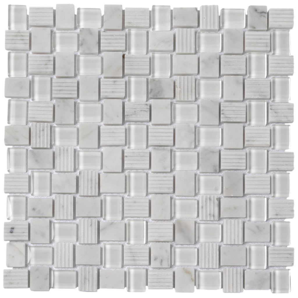 12x12 White Carrara Mosaic Tile