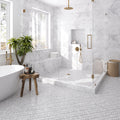White 12x12 Polished Etched Brick Bianco Carrara Glass Marble Mosaic Tile (5 pack, 4.83 sq ft/case)