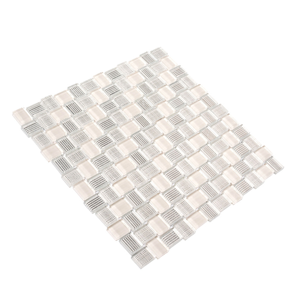 12x12 White Polished Mosaic Tile