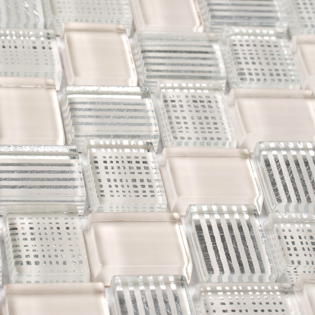 White 12x12 Brick Glossy Glass Mosaic Tile (5 pack, 4.83 sq ft/case) - Sample