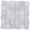 Sample - White 11x11 Polished Etched Brick Bianco Carrara Marble Mosaic Tile (5 pack, 4.13 sq ft/case)
