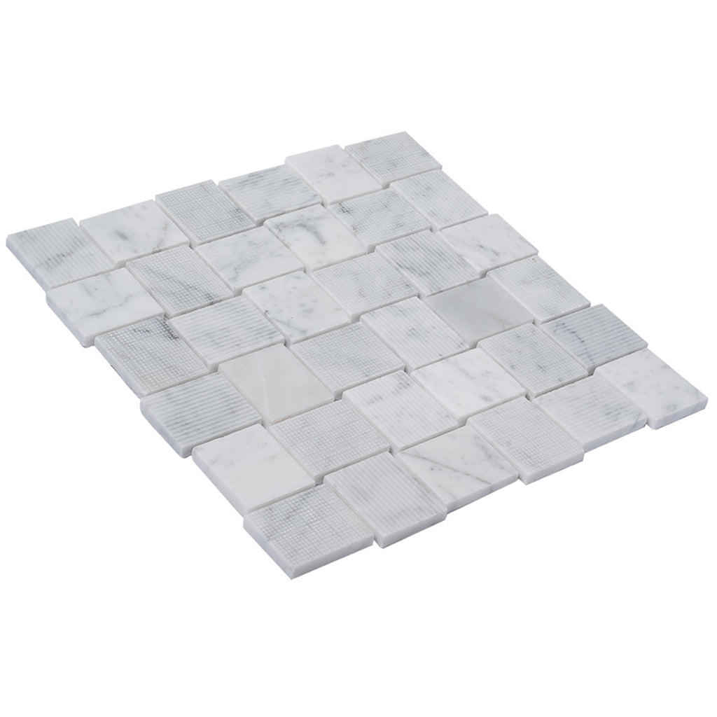 11x11 White Marble Mosaic Tile